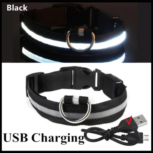 LED Glowing Dog Collar Adjustable Flashing Rechargea Luminous Collar Night Anti-Lost Dog Light HarnessFor Small Dog Pet Products - Slobuy