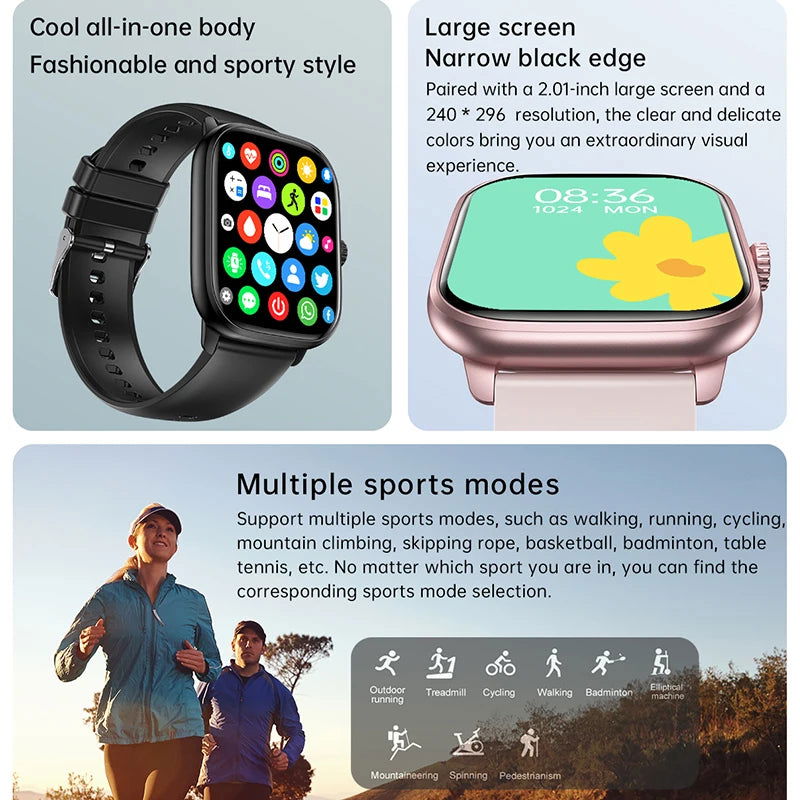 LEMFO Smart Watch 2024 Bluetooth Call Music Smart Watches For Men 2.01" Full Touch Dial Fitness Tracker Waterproof Smartwatch - Slobuy