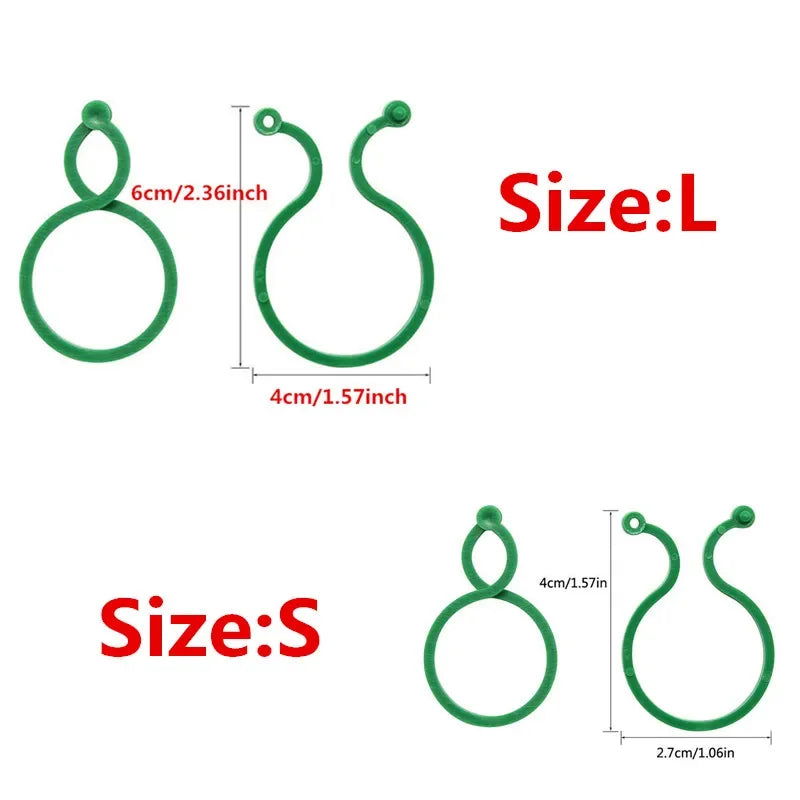 S/L 2 Size Garden Vine Strapping Clips Plant Bundled Buckle Ring Holder Tomato Garden Plant Stand Tool Garden Decor  Accessories - Slobuy