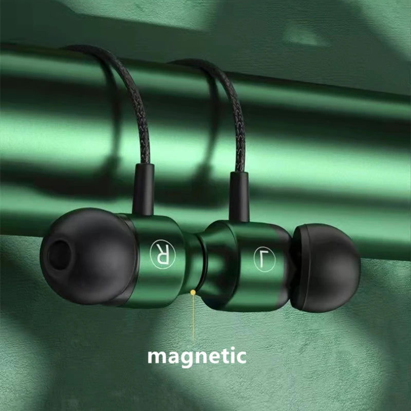 L Jack Magnetic Gamer Wired Earphones Gaming Green Metal HiFi Bass Stereo 3.5mm Type C Earbuds For Phone Computer Mic Headphones - Slobuy
