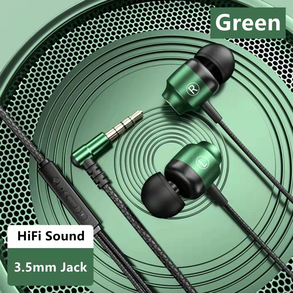 L Jack Magnetic Gamer Wired Earphones Gaming Green Metal HiFi Bass Stereo 3.5mm Type C Earbuds For Phone Computer Mic Headphones - Slobuy