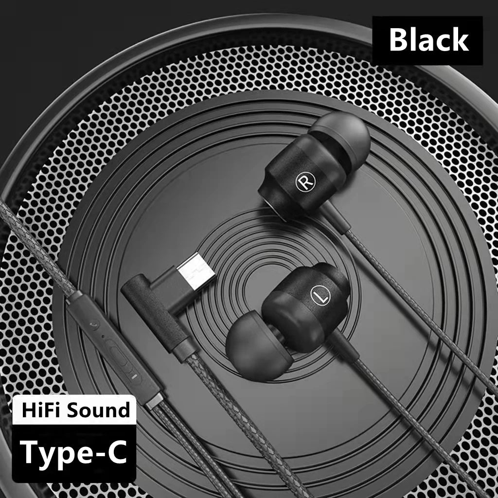 L Jack Magnetic Gamer Wired Earphones Gaming Green Metal HiFi Bass Stereo 3.5mm Type C Earbuds For Phone Computer Mic Headphones - Slobuy