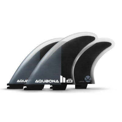 AQUBONA Twin Tab Thruster 3 Fins for Surfing - Honeycomb Fiberglass M/L Sizes Black Surfboard Fin with Screws and Fin Key - Slobuy
