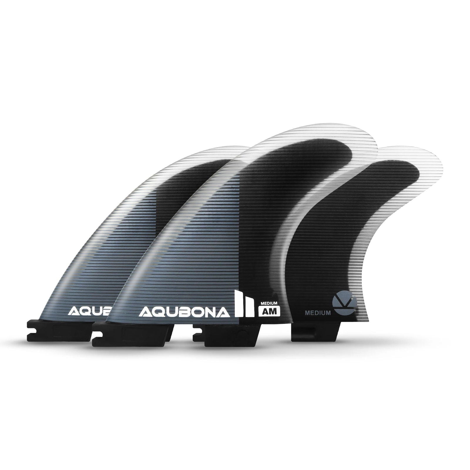 AQUBONA Twin Tab Thruster 3 Fins for Surfing - Honeycomb Fiberglass M/L Sizes Black Surfboard Fin with Screws and Fin Key - Slobuy