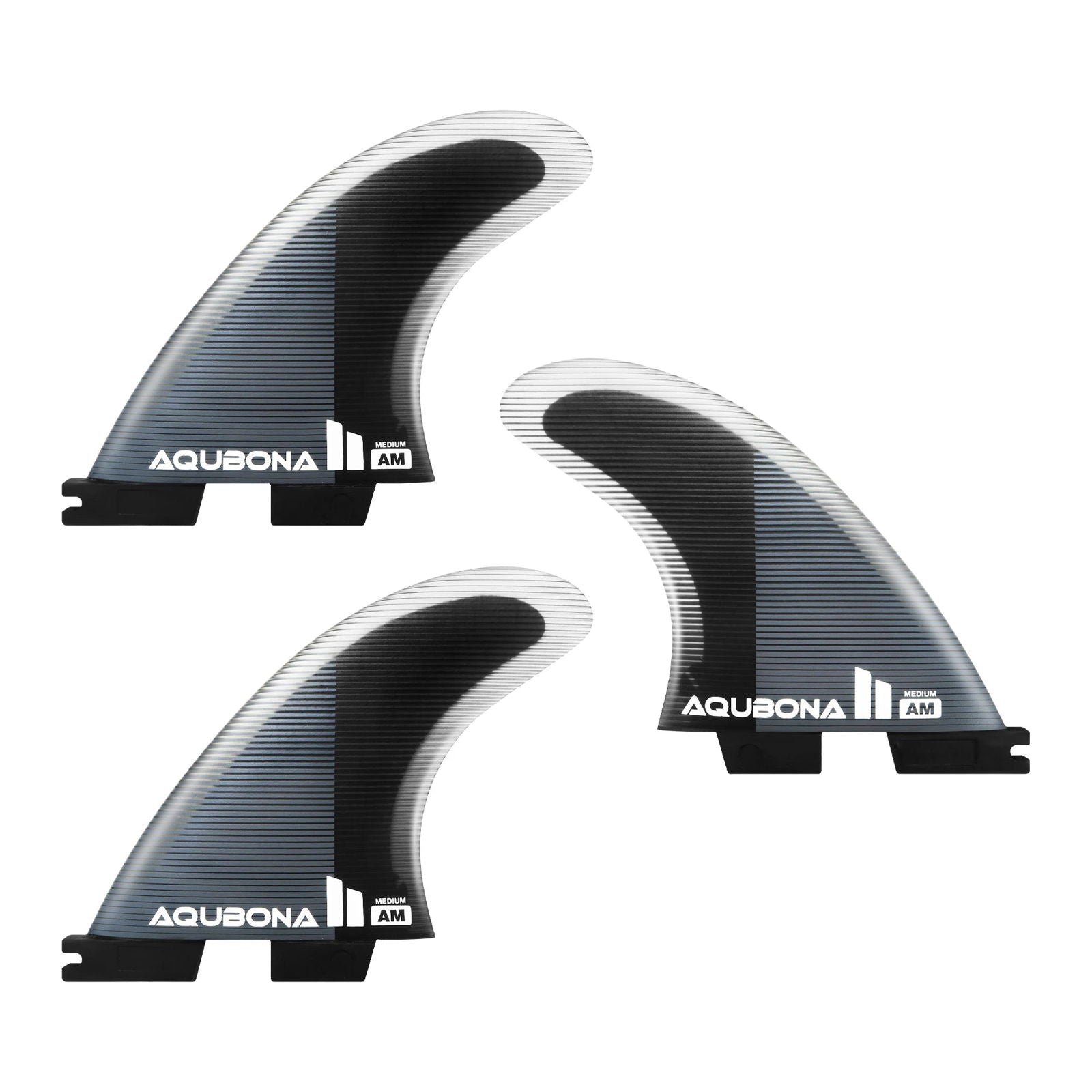 AQUBONA Twin Tab Thruster 3 Fins for Surfing - Honeycomb Fiberglass M/L Sizes Black Surfboard Fin with Screws and Fin Key - Slobuy