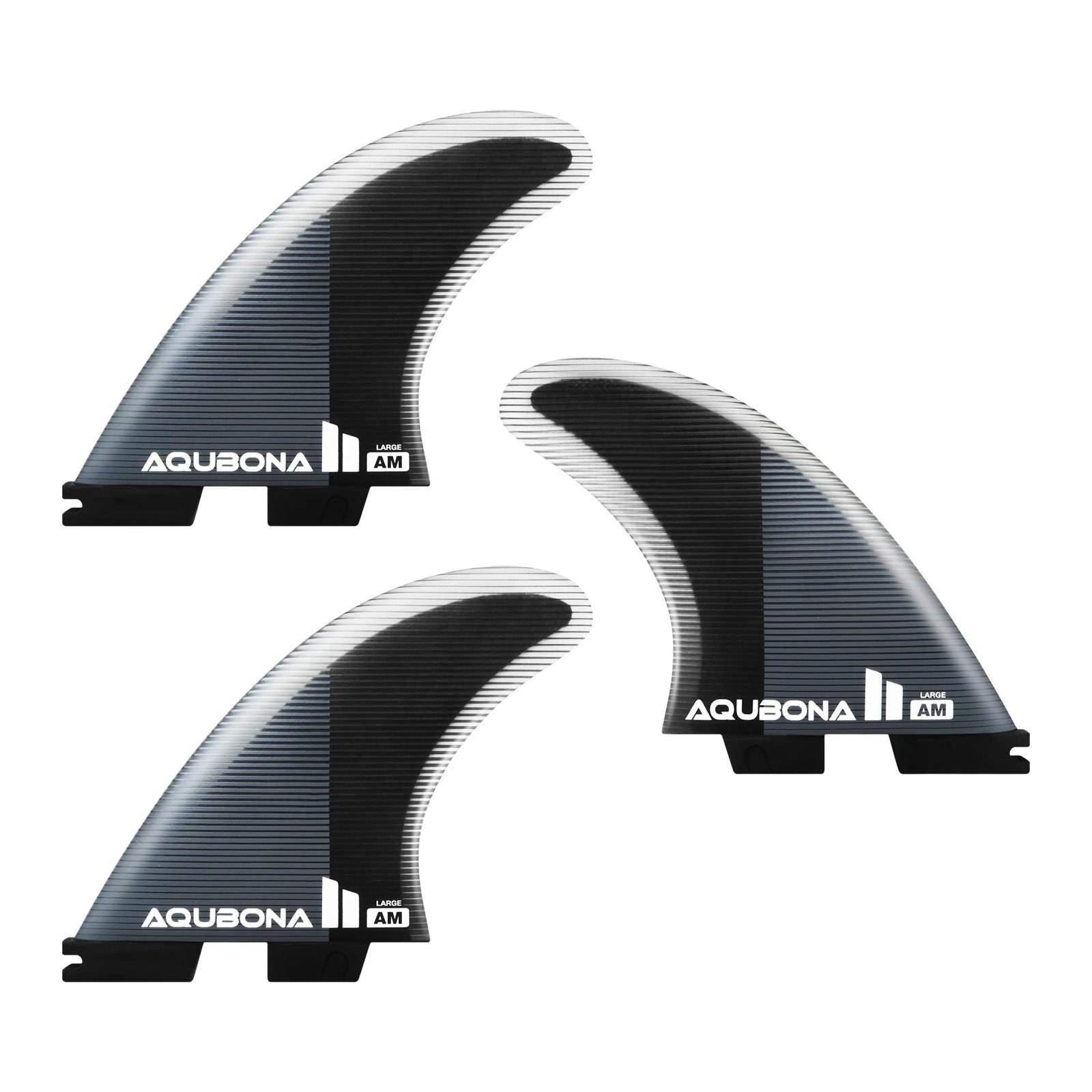 AQUBONA Twin Tab Thruster 3 Fins for Surfing - Honeycomb Fiberglass M/L Sizes Black Surfboard Fin with Screws and Fin Key - Slobuy