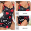 Lace Edge V-Neck Sling Side Split Sleepwear Women's Printed Love Letter Black Home Sling Dress Pajamas - Slobuy