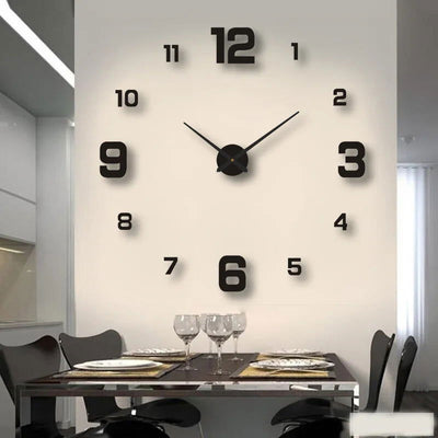 Large 3D Wall Clock DIY Creative Mirror Surface Wall Decorative Sticker Watch 130cm Frameless for Home School Office Living Room - Slobuy