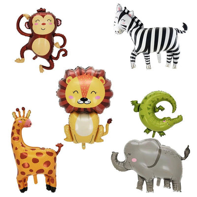 Large Animal Foil Balloons Monkey Lion Zebra Elephant Giraffe Crocodile Balloon Children's Day Birthday Party Decorations - Slobuy
