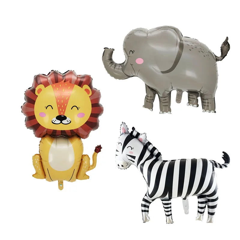 Large Animal Foil Balloons Monkey Lion Zebra Elephant Giraffe Crocodile Balloon Children's Day Birthday Party Decorations - Slobuy