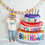 Large Birthday Three Layer Cake Candle Stripe Polka Dot Foil Balloons Birthday Party photo Props Scene Decoration - Slobuy