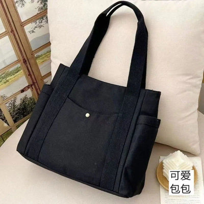 Large Capacity Canvas Solid Letter Tote Bag Versatile Handbag for Commuter Work Student Class Underarm Women's Bag shopping bag - Slobuy