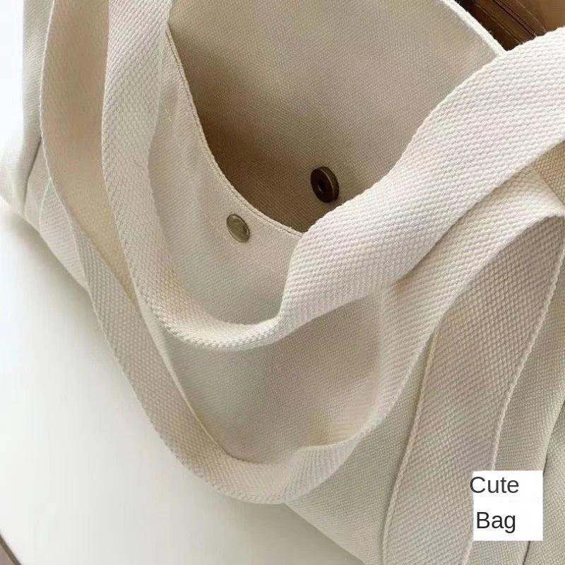 Large Capacity Canvas Solid Letter Tote Bag Versatile Handbag for Commuter Work Student Class Underarm Women's Bag shopping bag - Slobuy