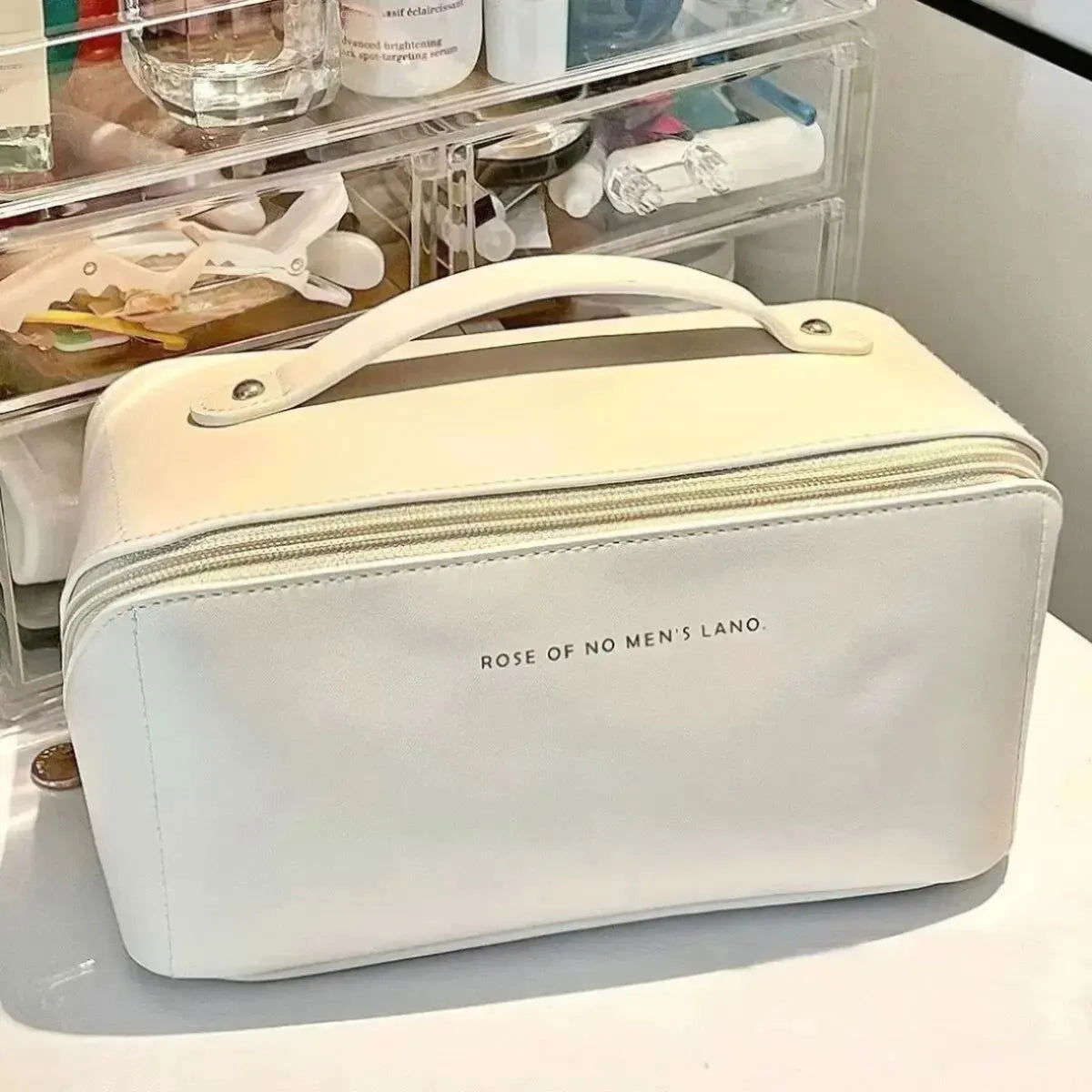 Large Capacity Waterproof Makeup Bag Portable Travel Toiletry European Style Cosmetic Storage Bag Home Use PVC Material Storable - Slobuy