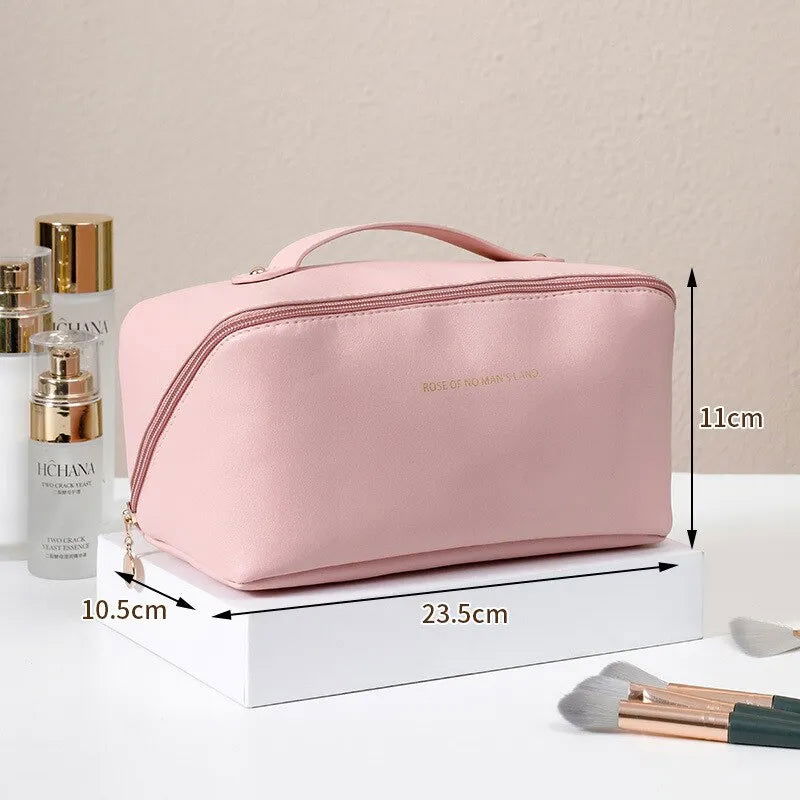 Large Capacity Waterproof Makeup Bag Portable Travel Toiletry European Style Cosmetic Storage Bag Home Use PVC Material Storable - Slobuy
