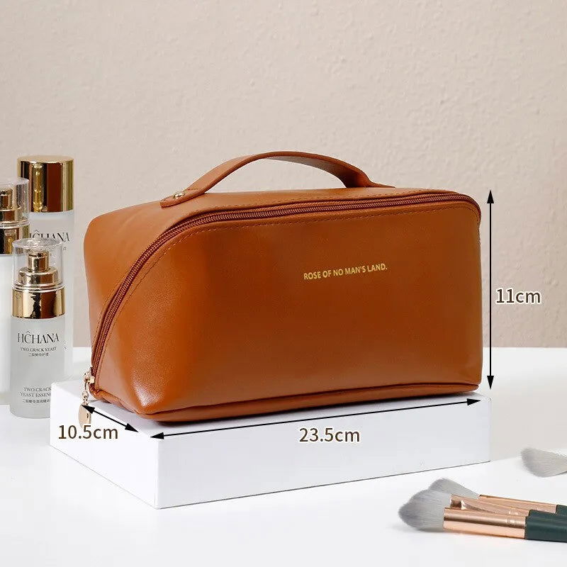 Large Capacity Waterproof Makeup Bag Portable Travel Toiletry European Style Cosmetic Storage Bag Home Use PVC Material Storable - Slobuy