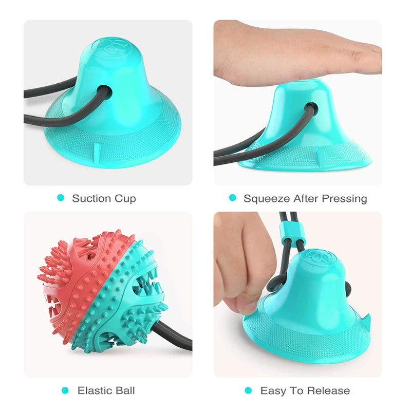Large Dog Ball Toys Suction Cup Ropes Interactive Leaking Slow Feeder Chew Toy Toothing Clean Golden Retriever Big Pet Supplies - Slobuy