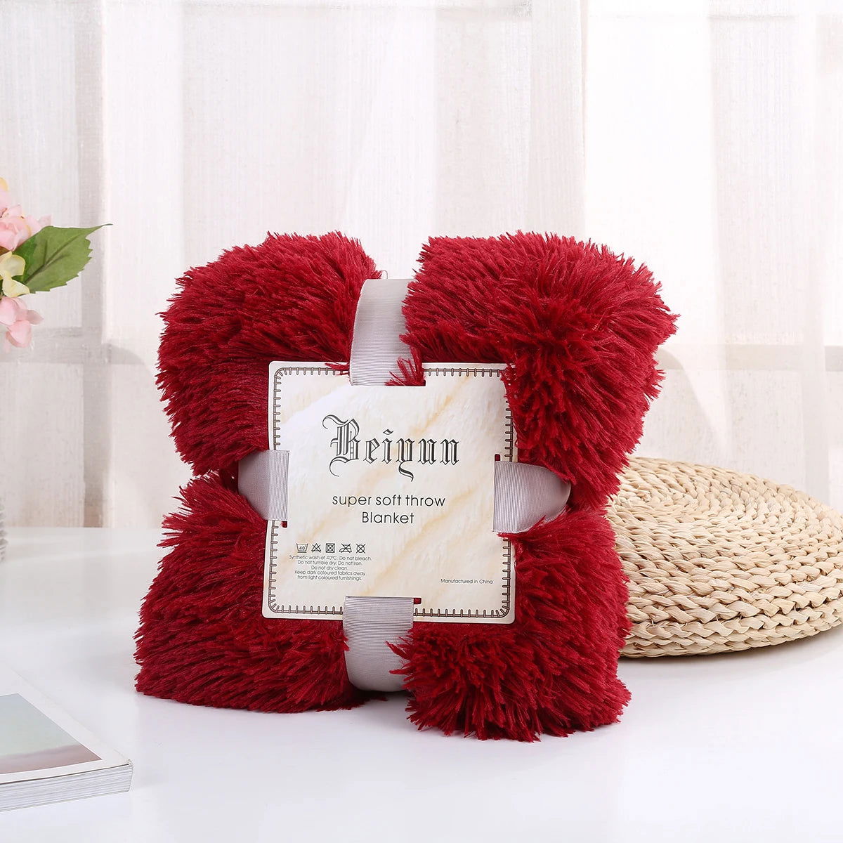 Large Flannel Throw Blanket Long Shaggy Plush Blanket for Couch Sofa Bed Winter Warm Soft Fluffy Faux Fur Bedspread 14 Colors - Slobuy