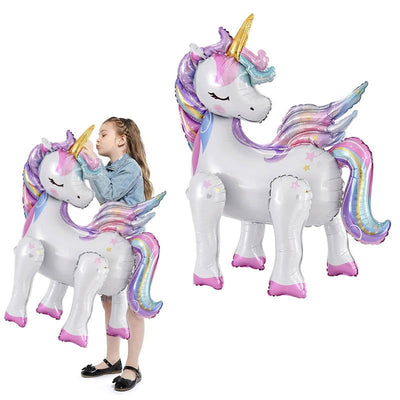 Large Standing Unicorn Foil Balloons for Kids Girls Unicorn Birthday Party Decoration Elephant Animal Balloon Baby Shower Favors - Slobuy