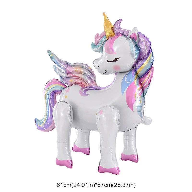 Large Standing Unicorn Foil Balloons for Kids Girls Unicorn Birthday Party Decoration Elephant Animal Balloon Baby Shower Favors - Slobuy