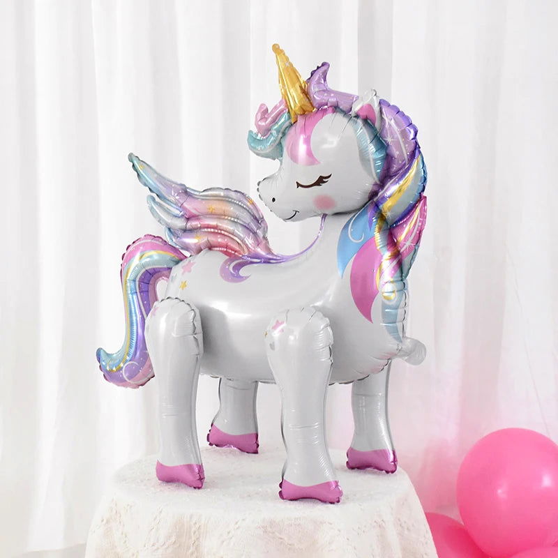 Large Standing Unicorn Foil Balloons for Kids Girls Unicorn Birthday Party Decoration Elephant Animal Balloon Baby Shower Favors - Slobuy