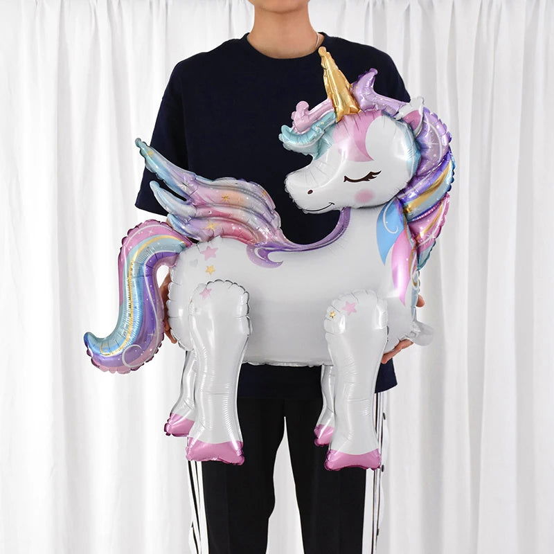 Large Standing Unicorn Foil Balloons for Kids Girls Unicorn Birthday Party Decoration Elephant Animal Balloon Baby Shower Favors - Slobuy