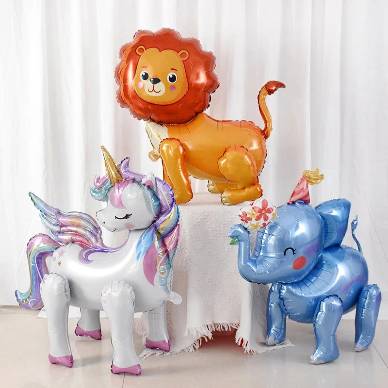 Large Standing Unicorn Foil Balloons for Kids Girls Unicorn Birthday Party Decoration Elephant Animal Balloon Baby Shower Favors - Slobuy
