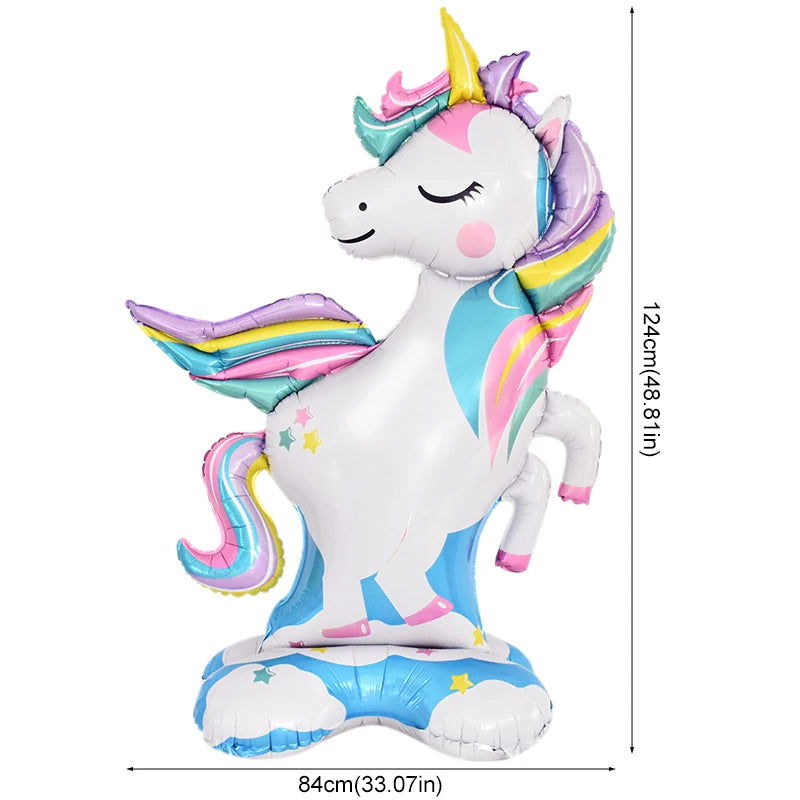 Large Standing Unicorn Foil Balloons for Kids Girls Unicorn Birthday Party Decoration Elephant Animal Balloon Baby Shower Favors - Slobuy