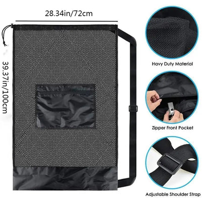 Large mesh sports bag with shoulder straps, drawstring bag for storing basketball, volleyball, baseball, and swimming equipment - Slobuy