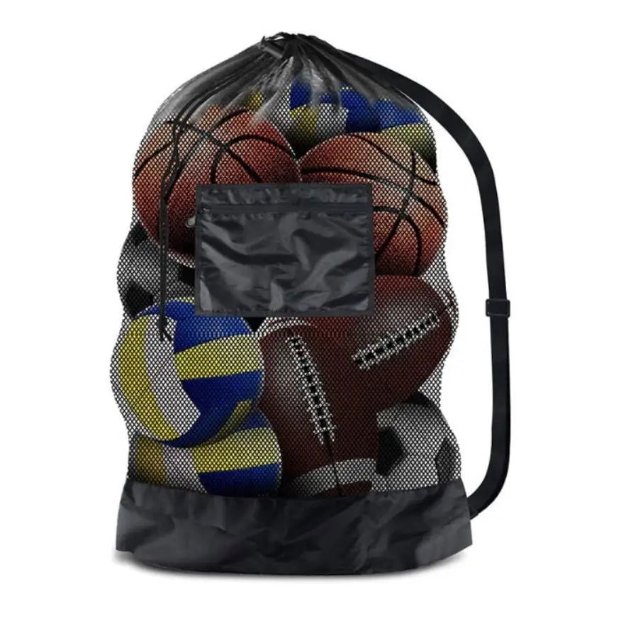 Large mesh sports bag with shoulder straps, drawstring bag for storing basketball, volleyball, baseball, and swimming equipment - Slobuy