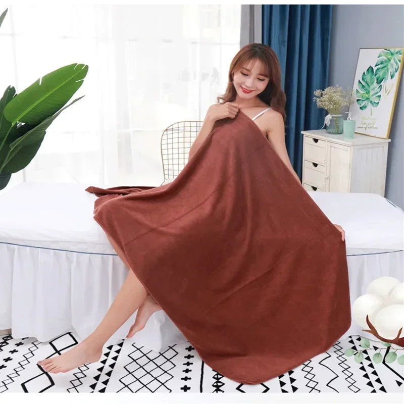 Large thick microfiber bath towel absorbent and quick-drying multifunctional swimming fitness sports beauty salon towel - Slobuy