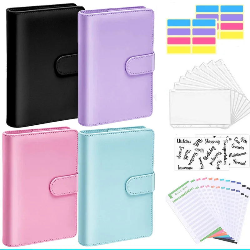 Leather Budget Binder With Cash Envelopes Pockets Zip Small French Budget Pouch Binder For Saving Money A6  Planner Organizer - Slobuy