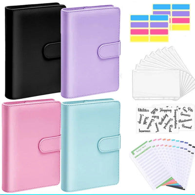 Leather Budget Binder With Cash Envelopes Pockets Zip Small French Budget Pouch Binder For Saving Money A6  Planner Organizer - Slobuy