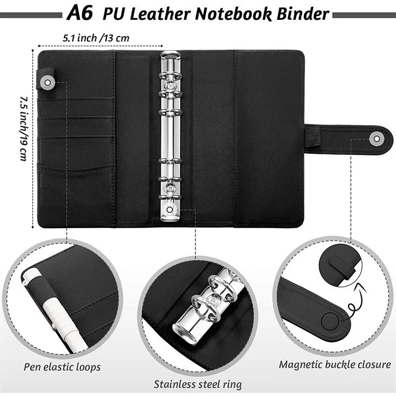 Leather Budget Binder With Cash Envelopes Pockets Zip Small French Budget Pouch Binder For Saving Money A6  Planner Organizer - Slobuy