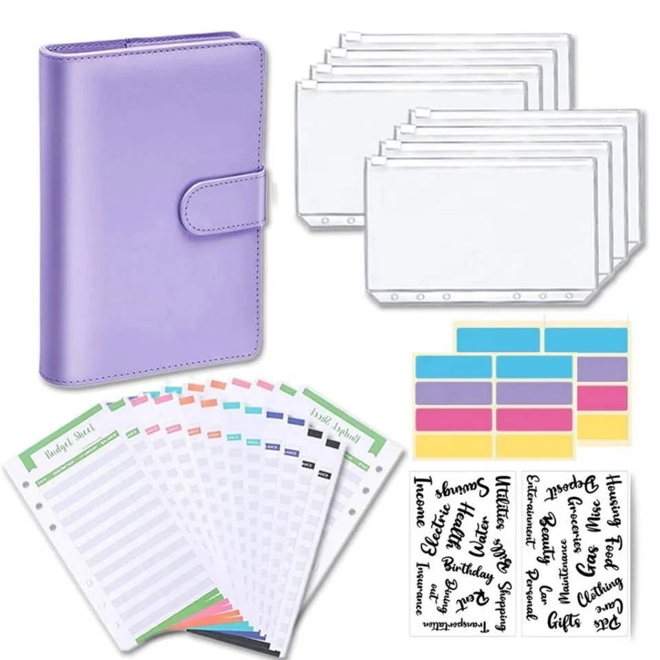 Leather Budget Binder With Cash Envelopes Pockets Zip Small French Budget Pouch Binder For Saving Money A6  Planner Organizer - Slobuy