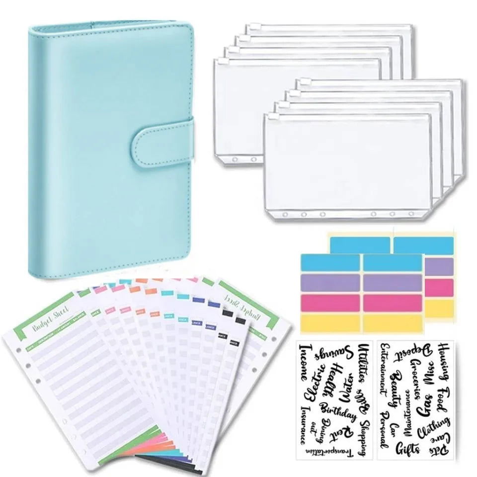 Leather Budget Binder With Cash Envelopes Pockets Zip Small French Budget Pouch Binder For Saving Money A6  Planner Organizer - Slobuy