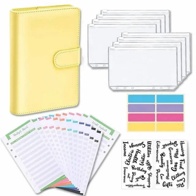 Leather Budget Binder With Cash Envelopes Pockets Zip Small French Budget Pouch Binder For Saving Money A6  Planner Organizer - Slobuy