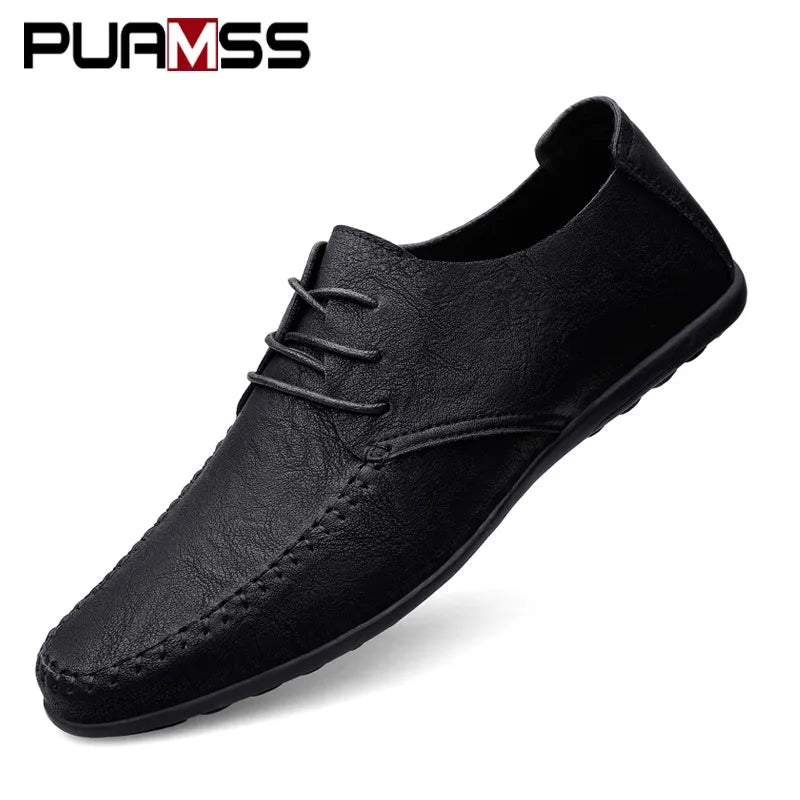 Leather Men Shoes Fashion Formal Men Shoes Moccasins Italian Breathable Male Driving Shoes Black Plus Size 38-47 - Slobuy