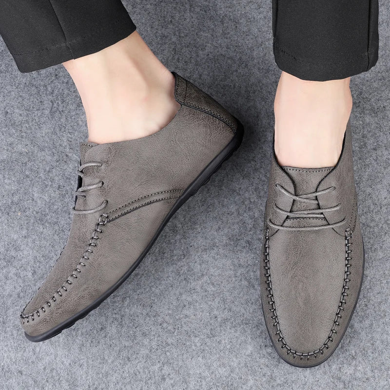 Leather Men Shoes Fashion Formal Men Shoes Moccasins Italian Breathable Male Driving Shoes Black Plus Size 38-47 - Slobuy