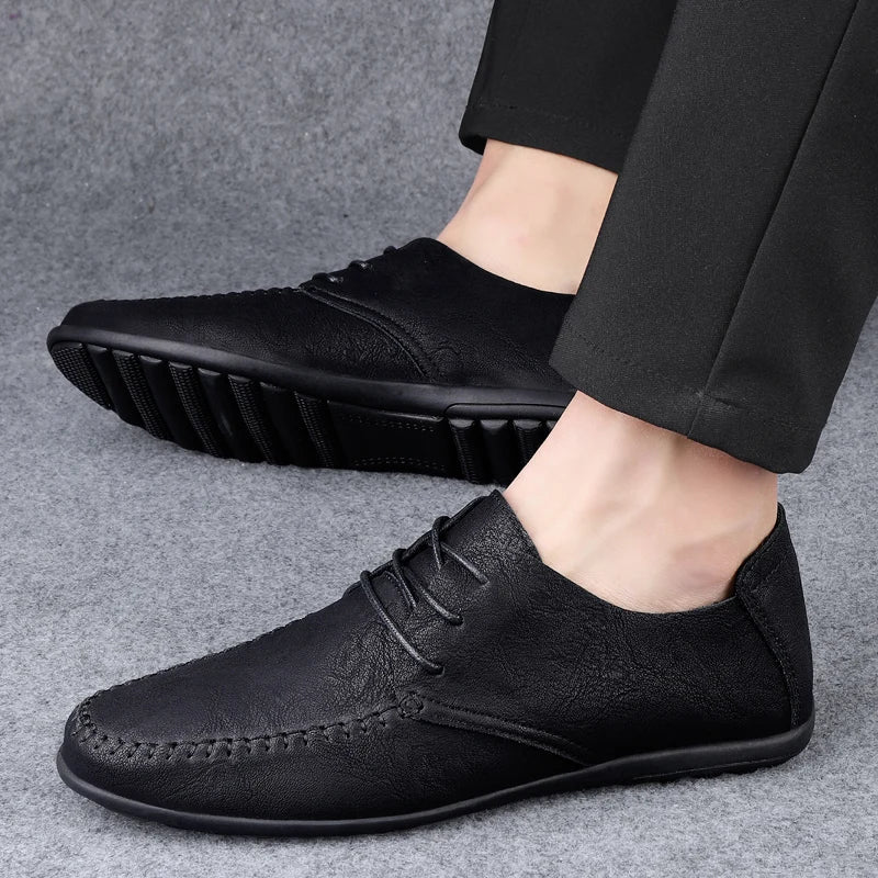 Leather Men Shoes Fashion Formal Men Shoes Moccasins Italian Breathable Male Driving Shoes Black Plus Size 38-47 - Slobuy