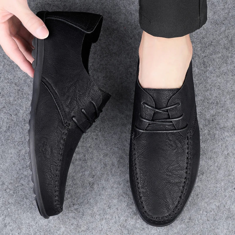 Leather Men Shoes Fashion Formal Men Shoes Moccasins Italian Breathable Male Driving Shoes Black Plus Size 38-47 - Slobuy