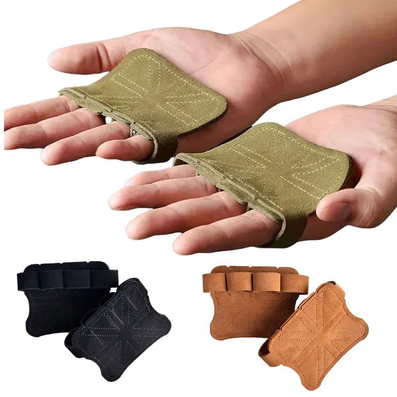Leather Weight Lifting Training Gloves Palm Protection Women Men Fitness Sports Gymnastics Grips  Pull Ups Weightlifting Workout - Slobuy