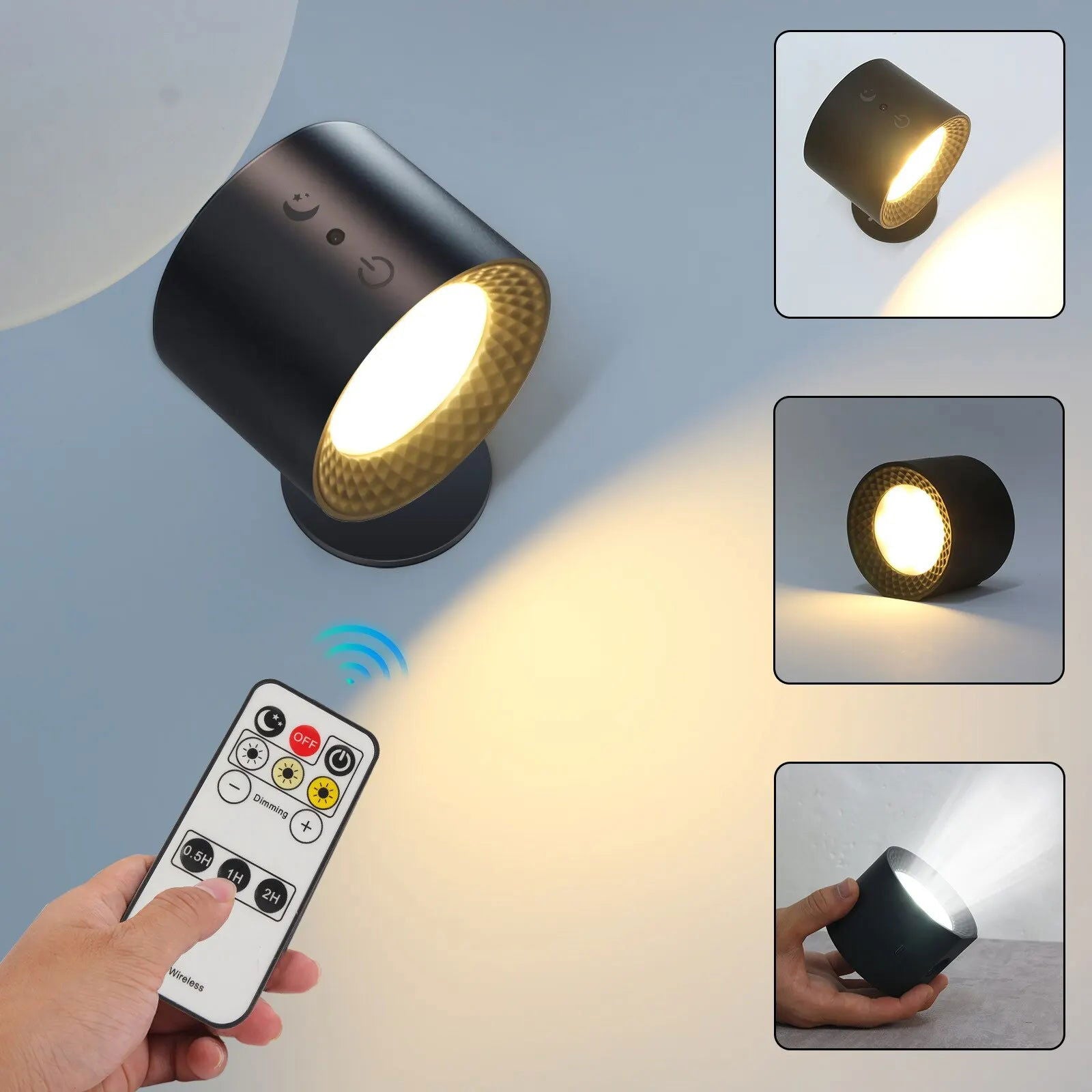 Led Wall Lamp Touch Control IR Remote 360 Rotatable USB Recharge Wireless Portable Night Light For Bedside Bedroom Reading Lamp - Slobuy