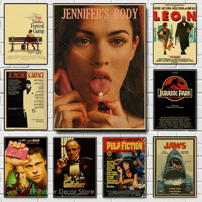 Classic Film Poster Prints Vintage Home Room Art Wall Decor Jennifer's Body/Jaws/Leon Movie Theater Painting Nostalgic Printings - Slobuy