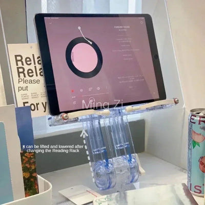 Lifted Laptop Stand Holder, 180° Rotatable Desktop Reading Rack, Ins Style Transparent Acrylic Notebook Stand for Desk Reading - Slobuy