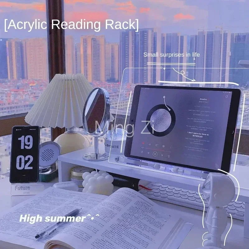 Lifted Laptop Stand Holder, 180° Rotatable Desktop Reading Rack, Ins Style Transparent Acrylic Notebook Stand for Desk Reading - Slobuy