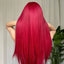 Light Wine Red Synthetic Wigs With Bangs for Women Long Straight Hair Wig Natural Cosplay Party Heat Resistant - Slobuy