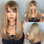 Light Wine Red Synthetic Wigs With Bangs for Women Long Straight Hair Wig Natural Cosplay Party Heat Resistant - Slobuy