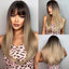 Light Wine Red Synthetic Wigs With Bangs for Women Long Straight Hair Wig Natural Cosplay Party Heat Resistant - Slobuy