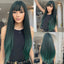 Light Wine Red Synthetic Wigs With Bangs for Women Long Straight Hair Wig Natural Cosplay Party Heat Resistant - Slobuy